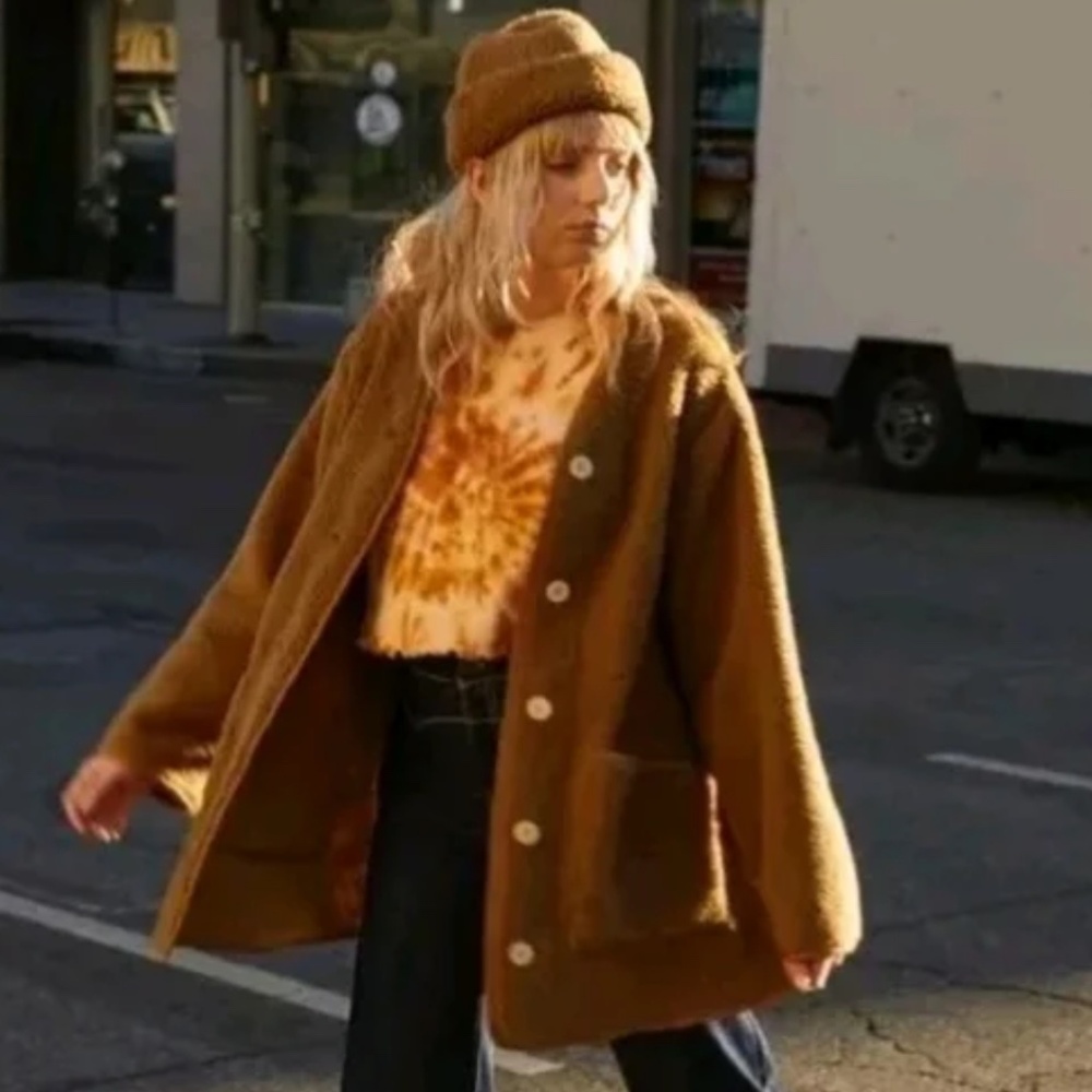 Lykke Wuulf Sherpa Ranch Jacket Driftwood Oversized Brown Button‎ Up Small - Picture 9 of 16